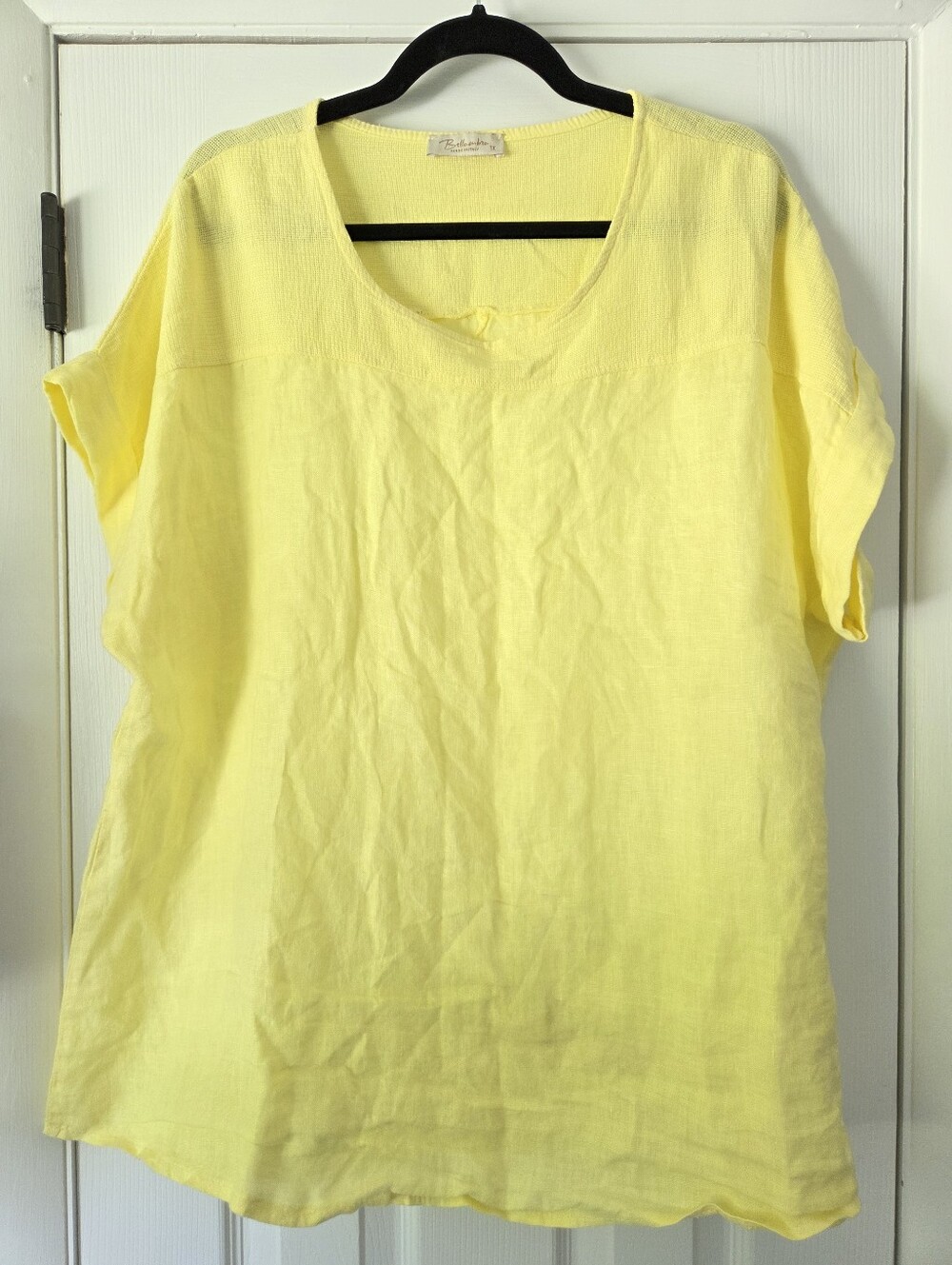 Lightweight Yellow Linen Scoop Neck Top